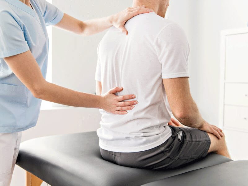 Patient receiving an initial exam